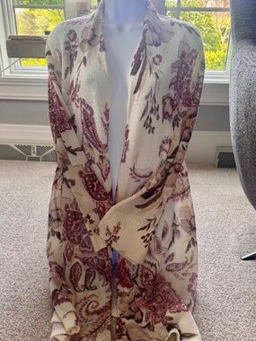 Chico's open-front boho paisley floral cardigan, Chico's Size 2=Size Large